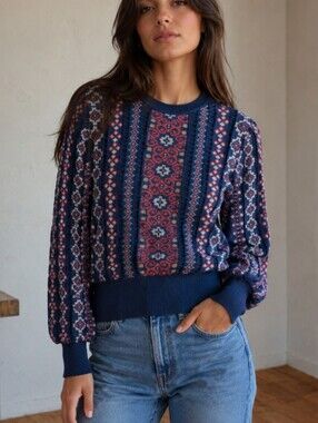 Maria Pavan Mesh Inset Tapestry Printed Top